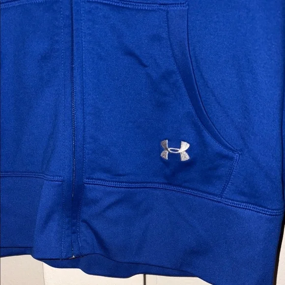 Under Armour Blue Zip-Up Hoodie with Orange Logo - Picture 3 of 10